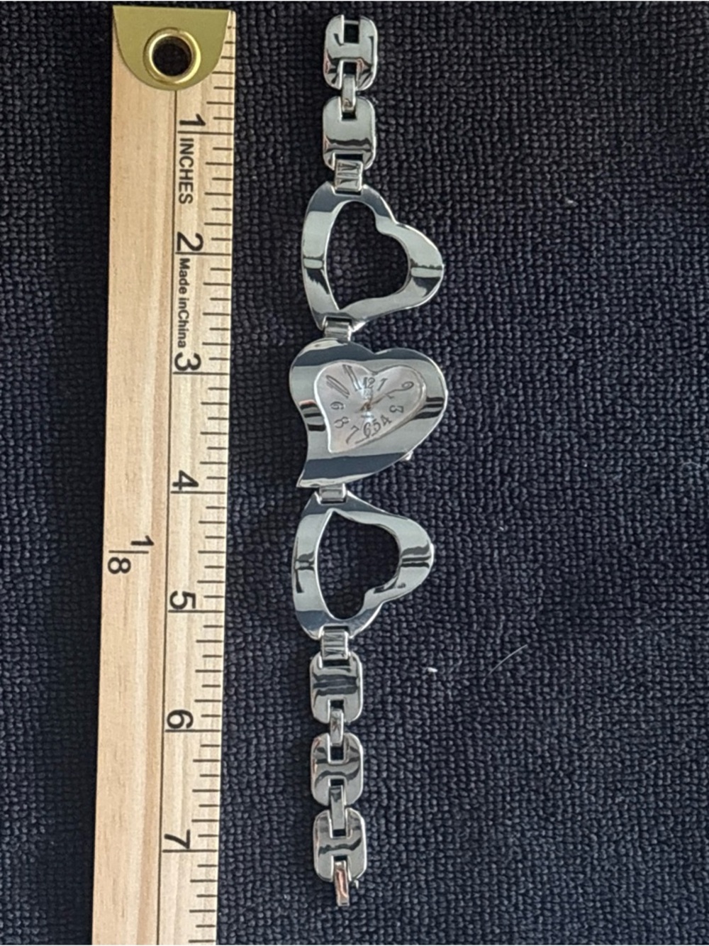 New York & Company Silver Heart Link Bracelet Watch - Picture 3 of 6